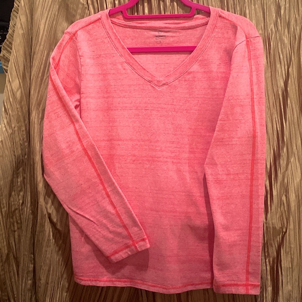 T by Talbots Athleisure top with long sleeves in Coral